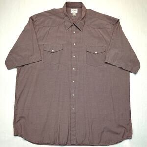 Vtg FOX FIRE Sportswear Pearl Snap Shirt Mens 3XT Tall Red Gingham Short Sleeve